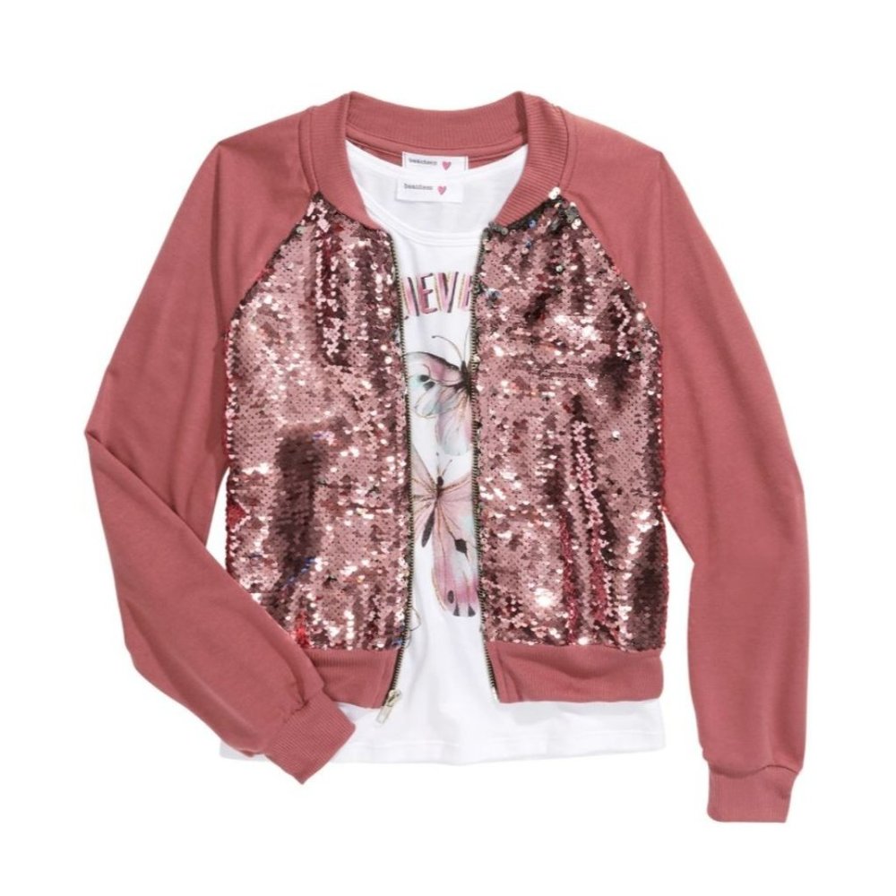 Beautees Big Girls 2-Pc. Flip Sequin Bomber Jacket & Tank Top Set